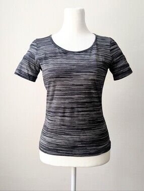 Missoni Sport Stripped In Black And Gray Short Sleeve Tee Like New